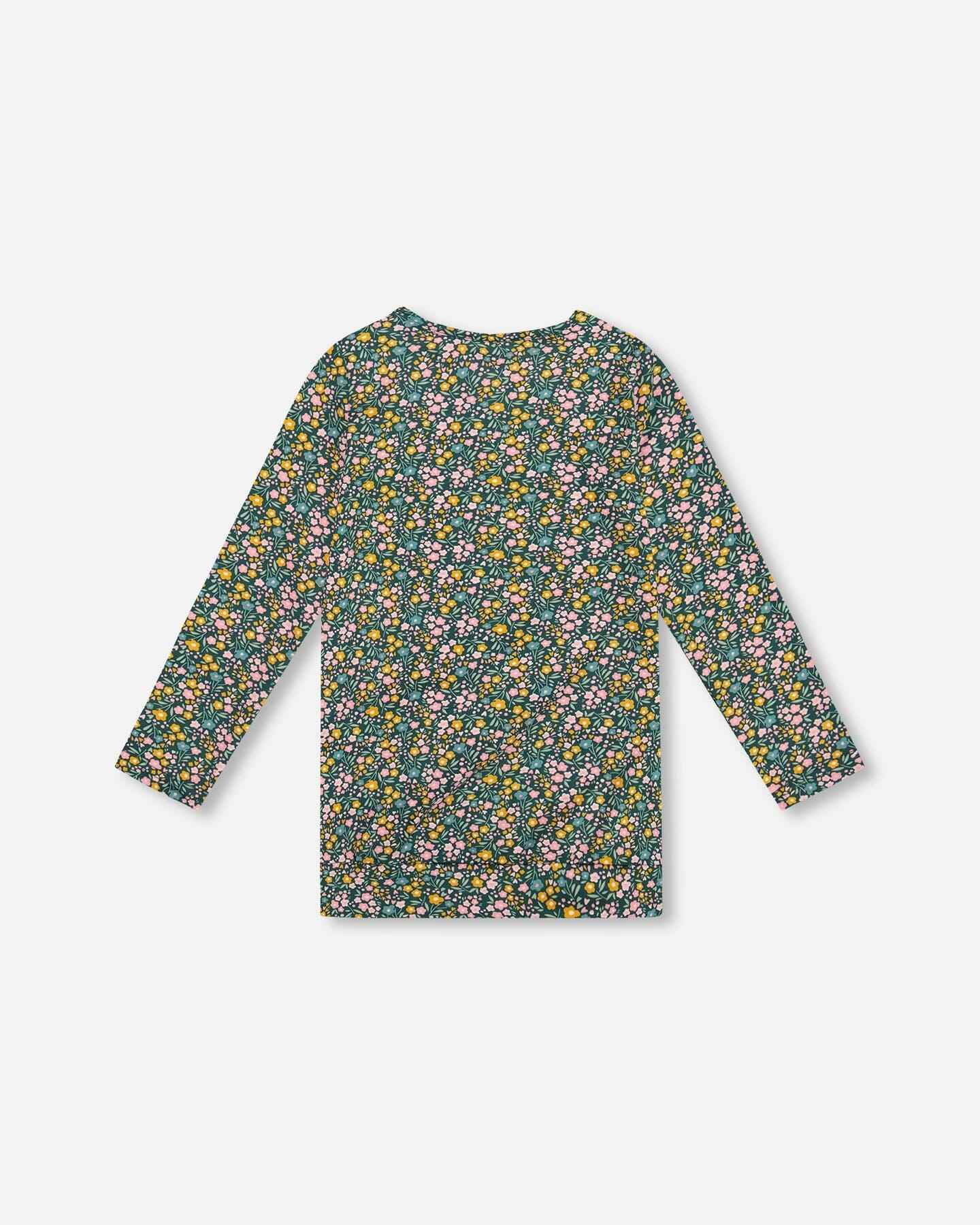 Jersey Tunic Green With Floral Print