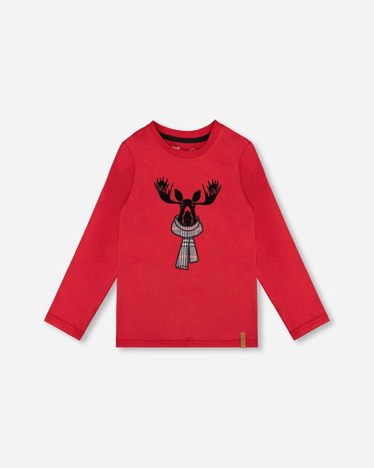 Jersey T-Shirt Cherry Red With Moose