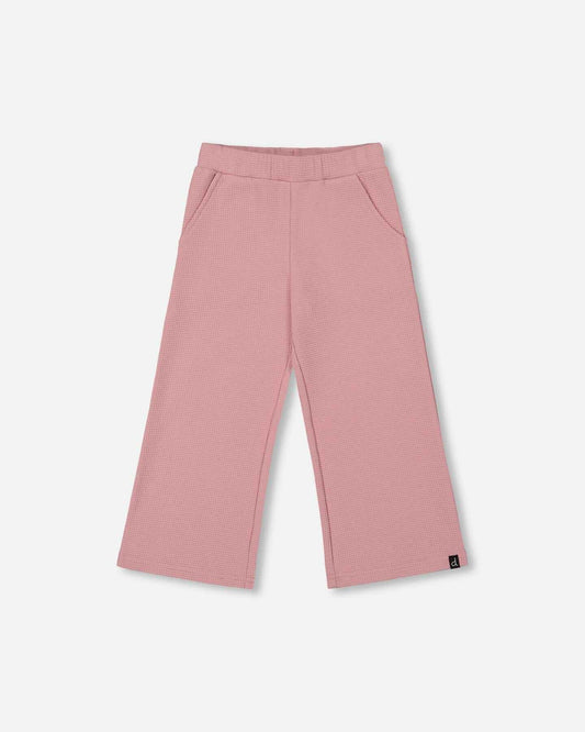 Waffle Flare Leg Pants Dusty Pink
