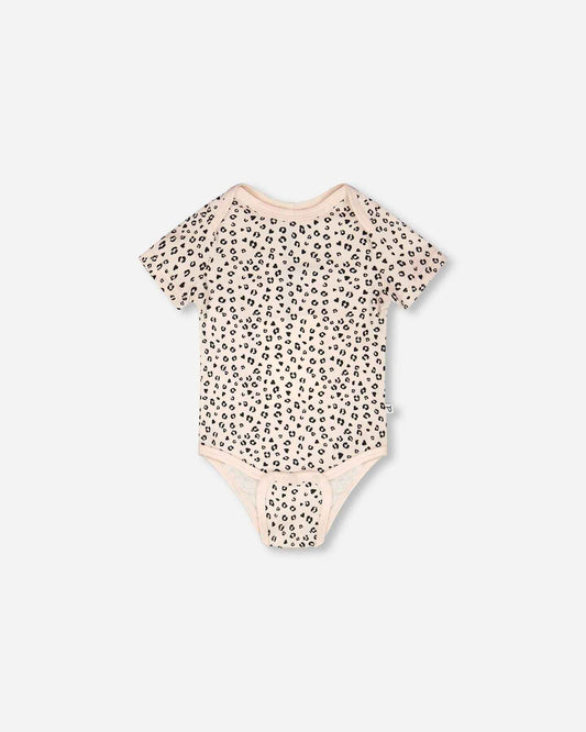 Evolutive Organic Cotton Jersey Onesie Peach Animal Print