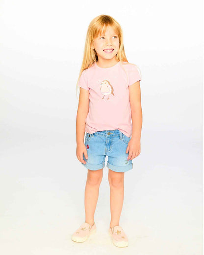 Light Blue Denim Shorts With Embroidery