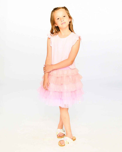 Bi-Material Dress Pale Pink