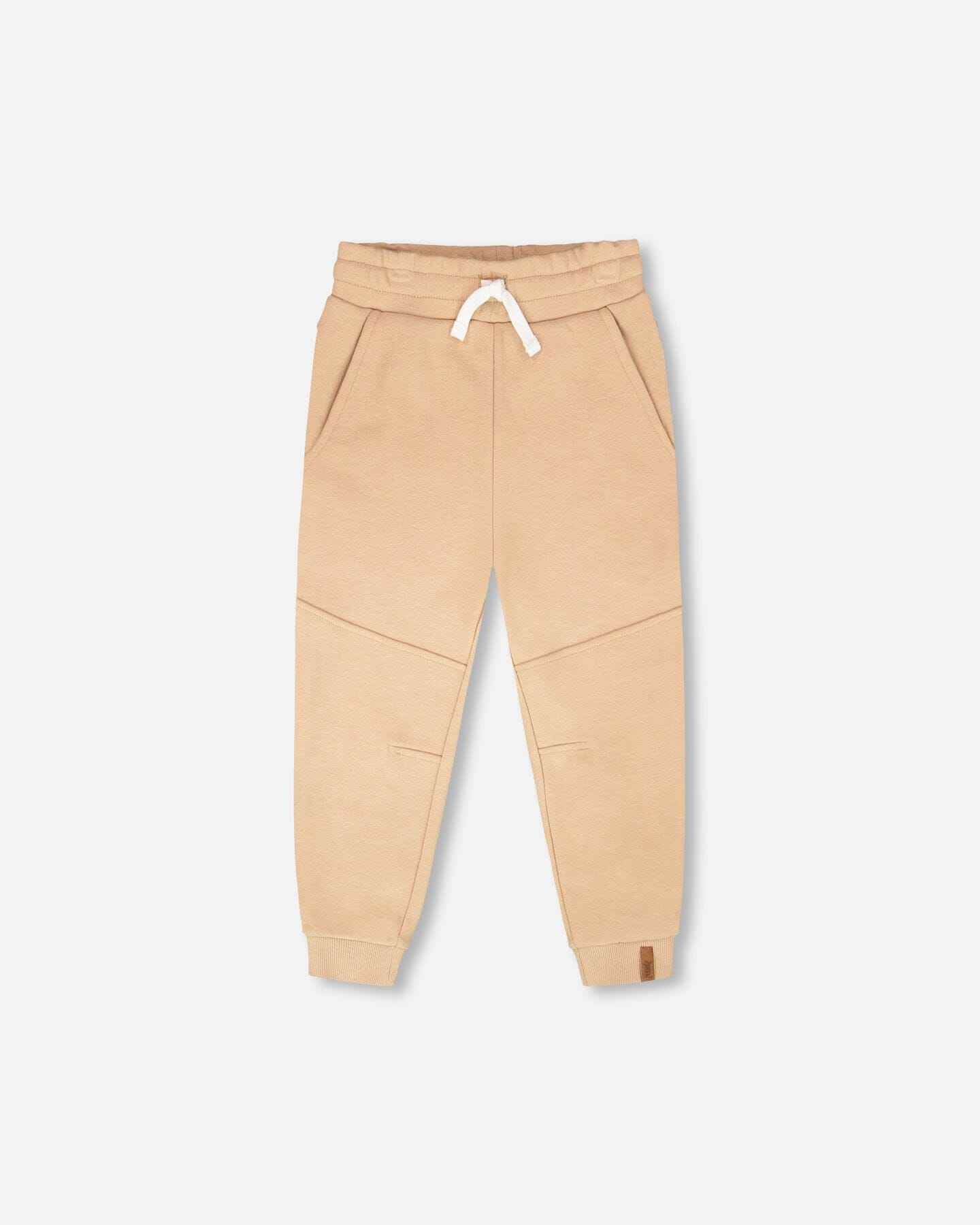 French Terry Sweatpants With Cross Seams Beige