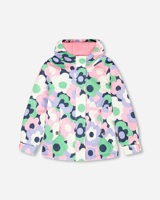 Mid-Season Jacket Black Printed Flowers