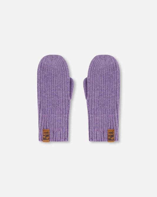 Ribbed Knit Mittens Lavender