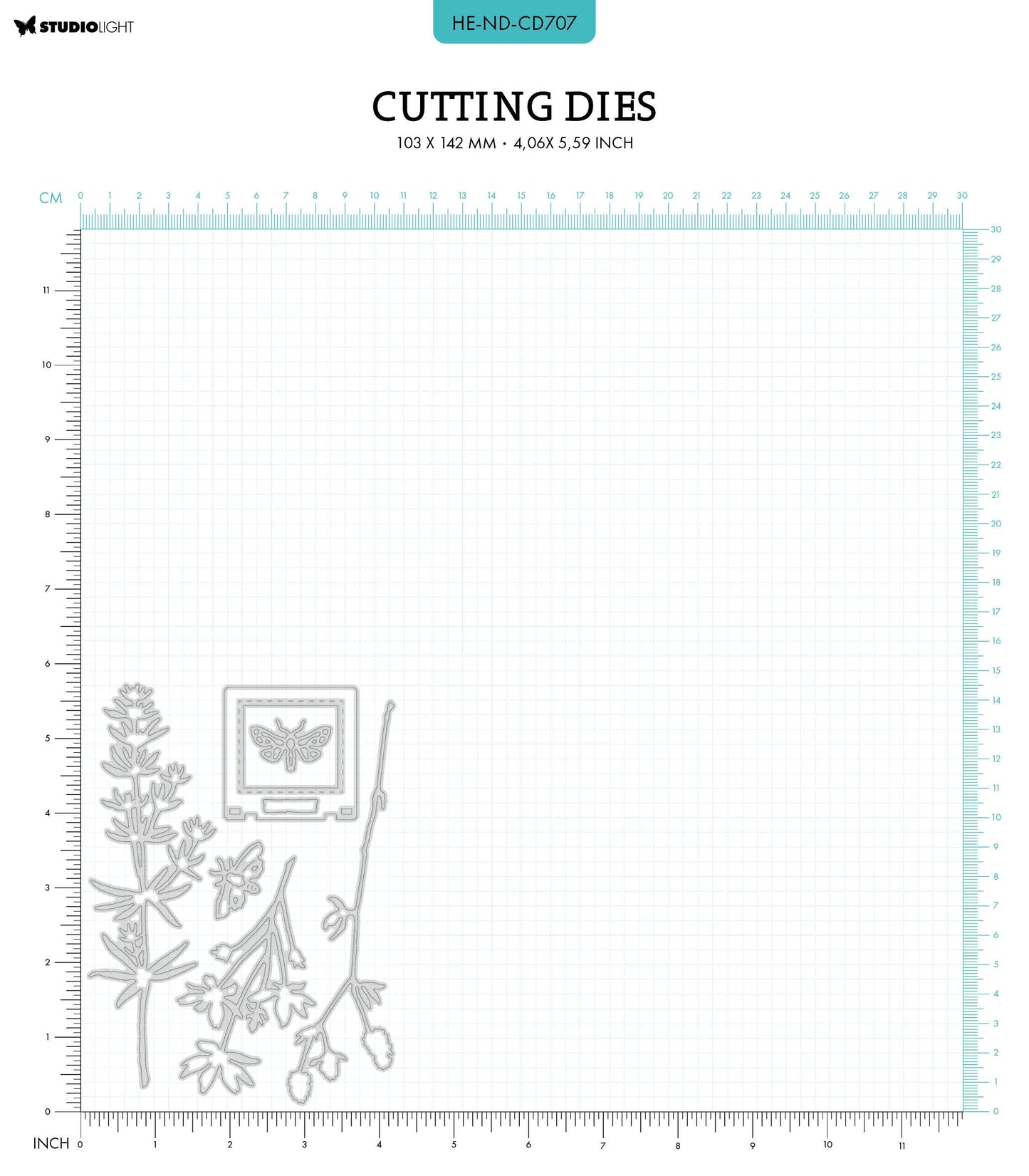 HEN Cutting Dies Long Botanical Twigs Natures Dream 103x142x1mm 8 PC nr.707