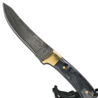 Hatif Hunter Special - Damascus Steel Skinner Knife 5 inch with Leather Sheath
