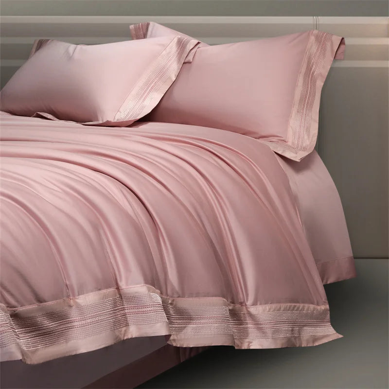 Heirloom Harmony Luxury Embroidered Egyptian Cotton 1000 TC Duvet Set - Aqua Blue/Champagne/Blush/Jade Green/Light Grey/Blue