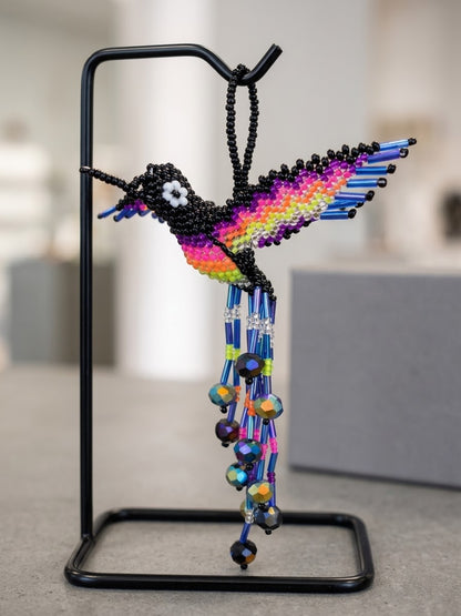 Black and Blue Beaded Humming Bird