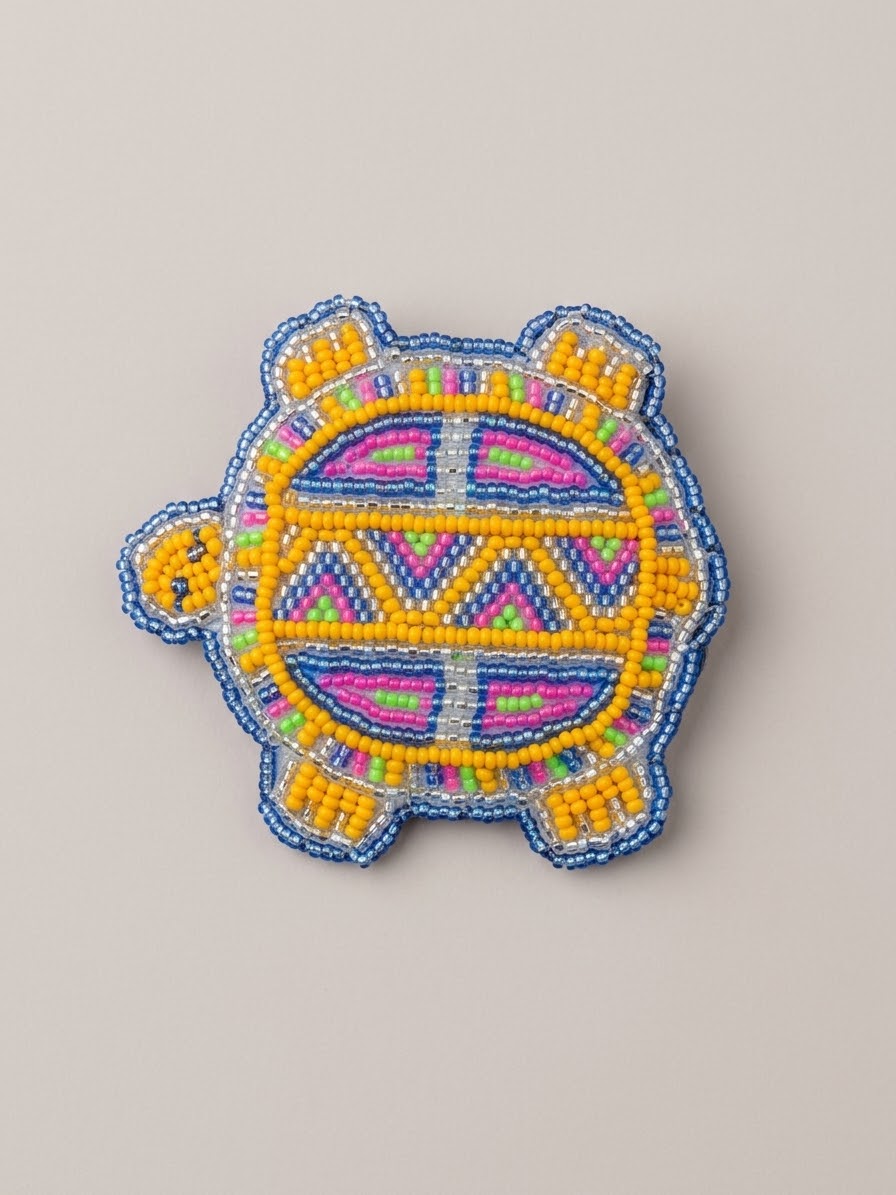 Beaded turtle Barrette Yellow accent