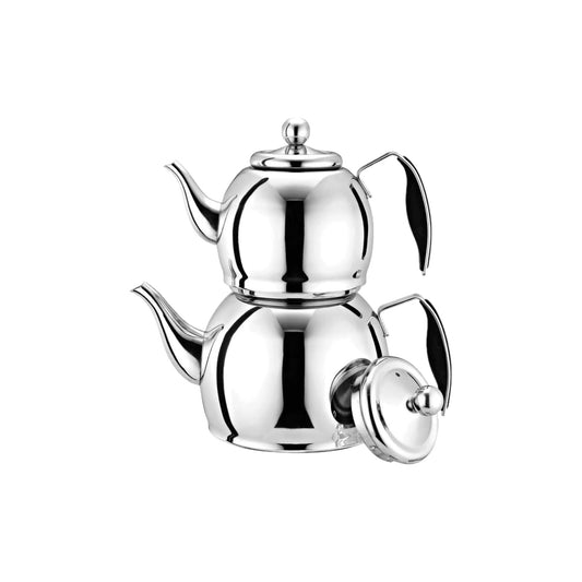 Stainless Steel Turkish Çaydanlık Double Teapot Set — 1L Teapot & 2L Kettle | Induction Ready