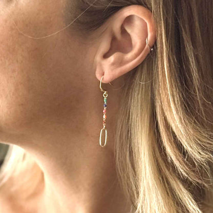 Long Chainlink Earrings with Enamel