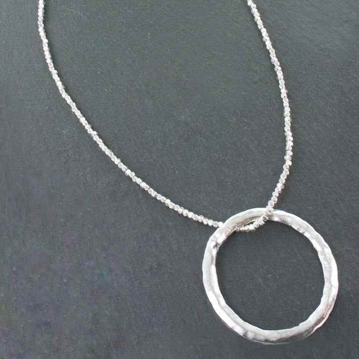 Open Ring Necklace In Silver Plate