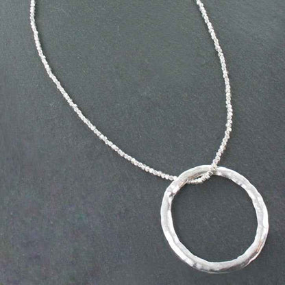 Open Ring Necklace In Silver Plate
