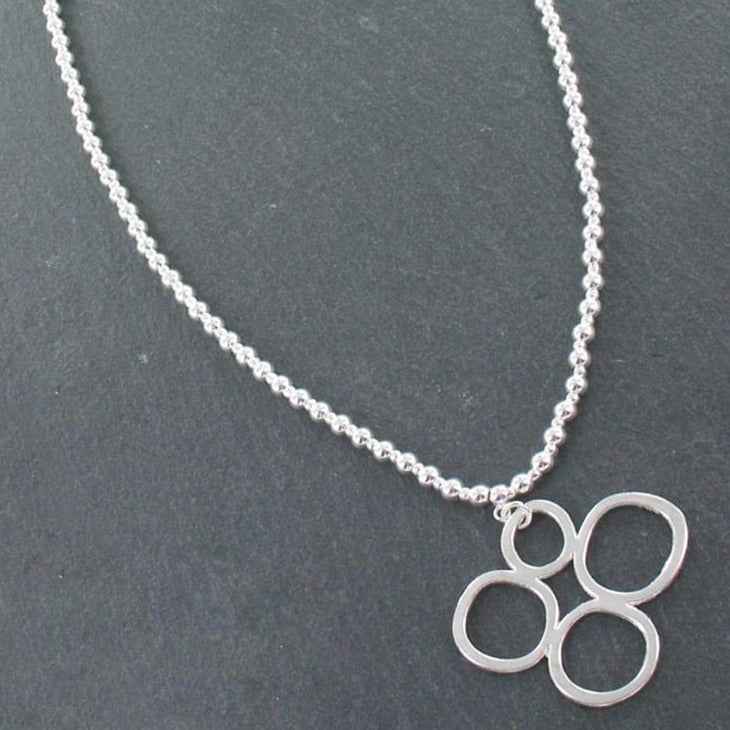 Silver Ball Necklace With Bubble Pendant In Silver Plate