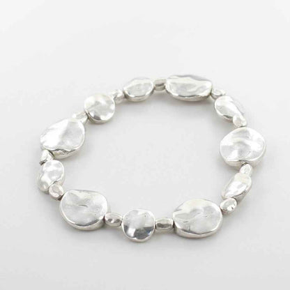 Beaten Disc Bracelet In Silver Plate