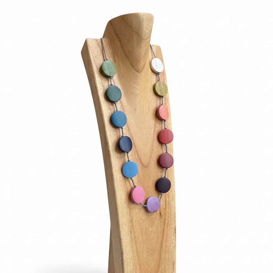 Long Wooden Rainbow Necklace