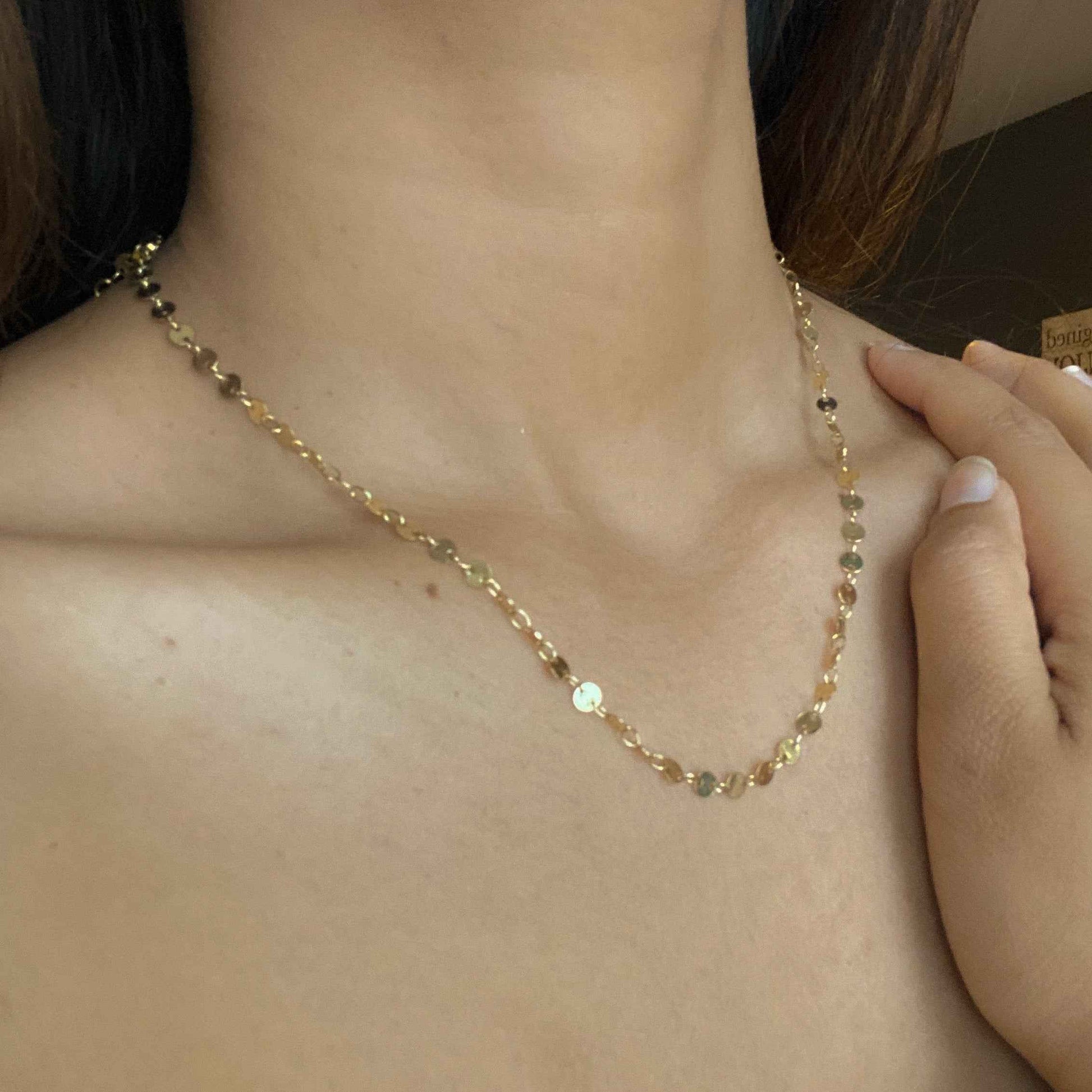 Simple Disc Chain Necklace In Gold Plate