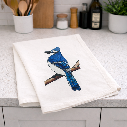 100% Organic Cotton Tea Towel - Blue Jay
