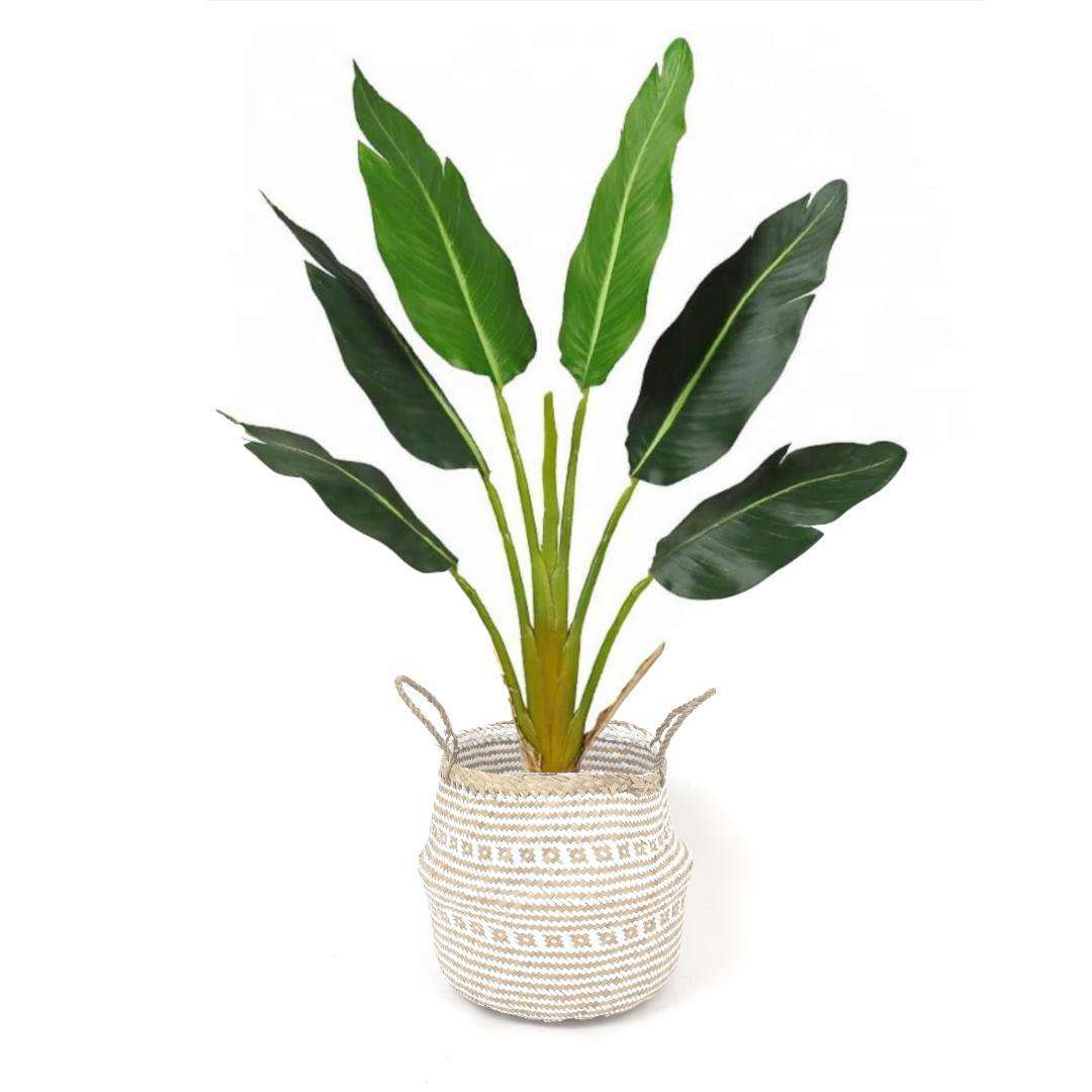 Isak - Seagrass Basket With White Decoration