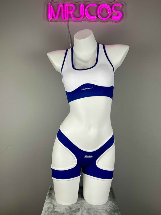 Anime Style 3-Piece Short Gymnastics Uniform Sports Tank Top with Sexy Cutout Shorts