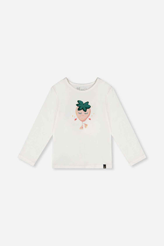 Long Sleeve Organic Cotton Strawberry T-Shirt Off White