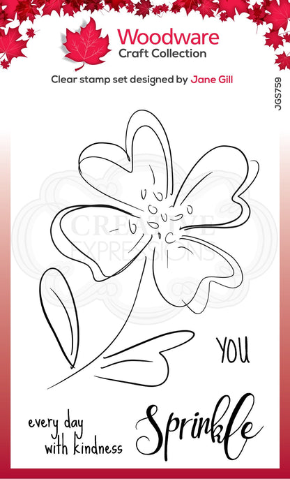 Woodware Clear Singles Poppy Sketch 4 in x 6 in Stamp