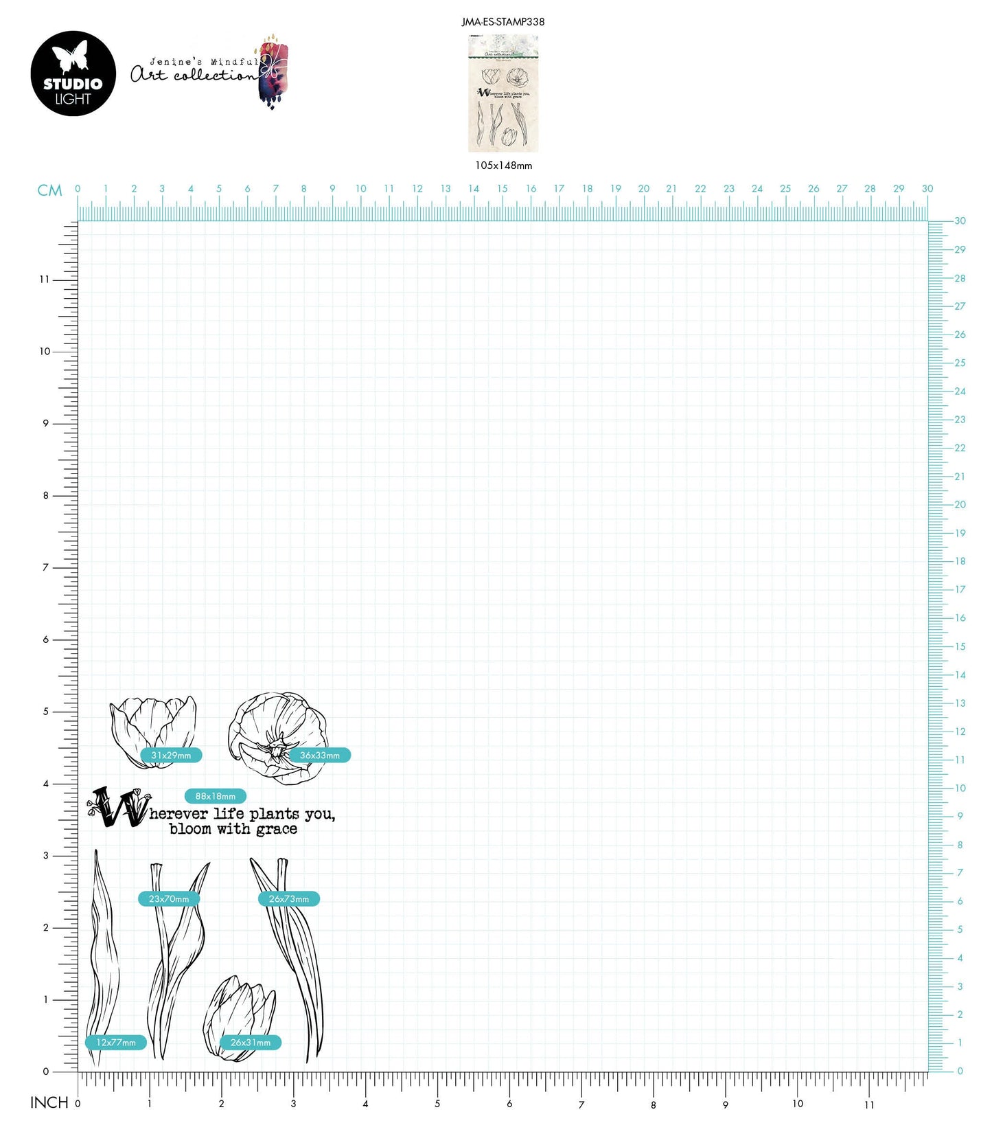 JMA Clear Stamp Tulip Elements Essentials 148x105x3mm 7 PC nr.338