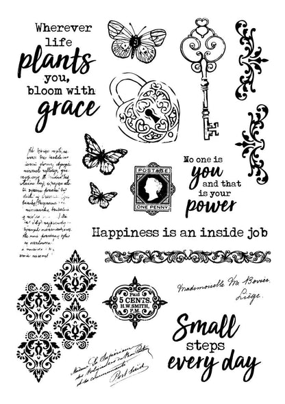JMA Rub On Sticker Quotes & Vintage Elements Inner Peace 148x210x2mm 6 SH nr.03