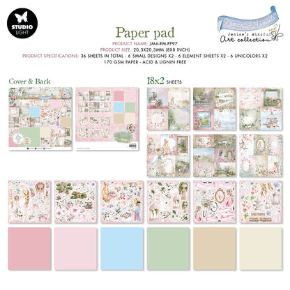 JMA Paper Pad Small Designs & Elements Romantic Moments 203x203x9mm 36 SH nr.97