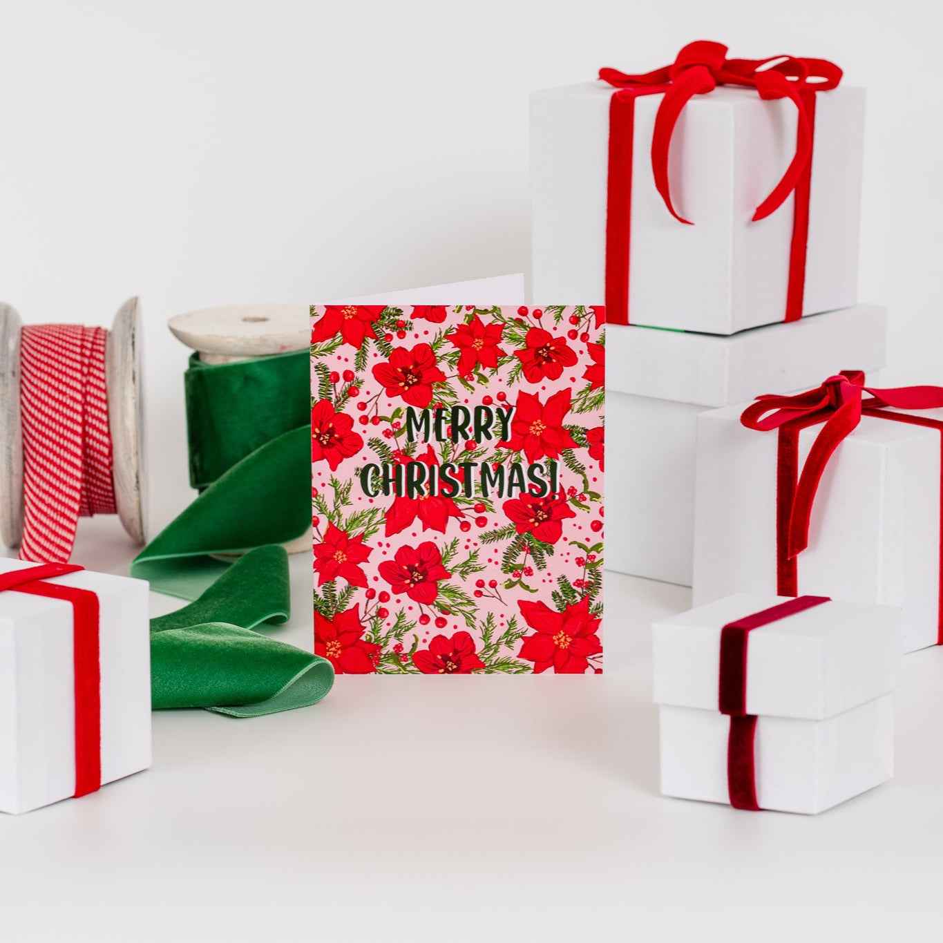 Merry Christmas! (Poinsettia) - Greeting Card