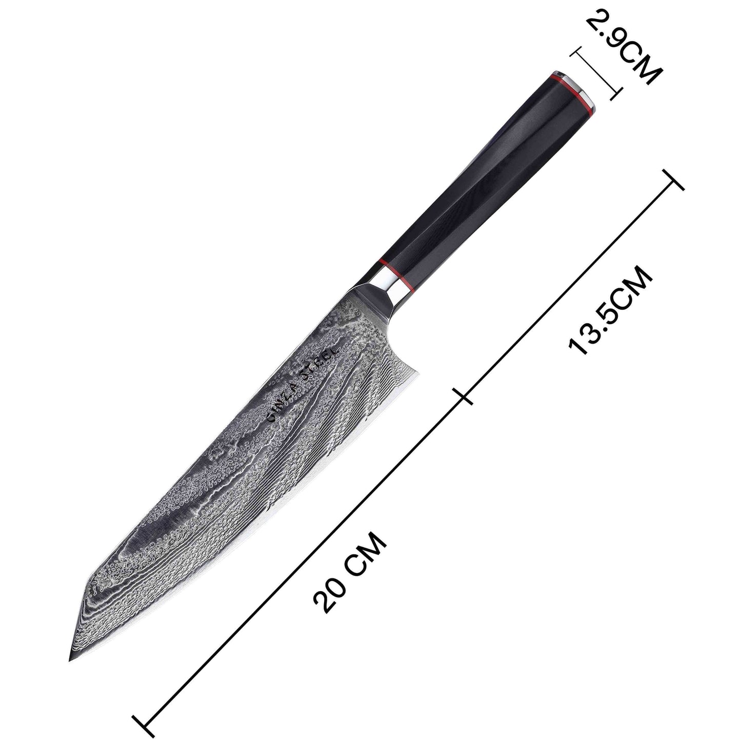 Ginza Steel KATANA 20 Kochmesser 8” – Damast VG10 Stahl, 67 Lagen, G10 Griff
