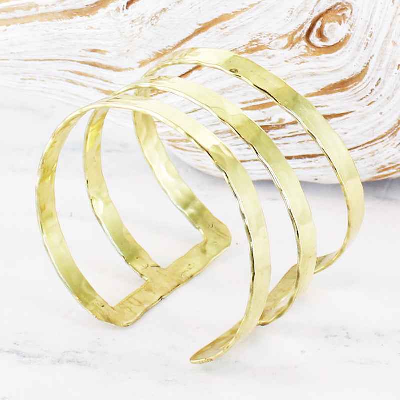 Triple Bar Metal Cuff - Gold Colour
