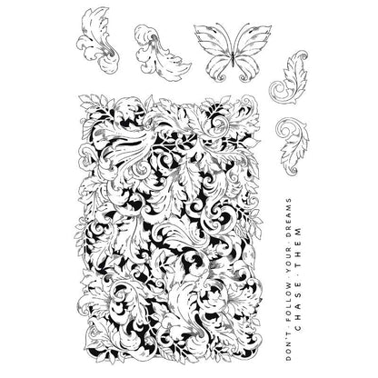 Katkin Krafts Beautiful Leaves 6 in x 8 in Clear Stamp Set