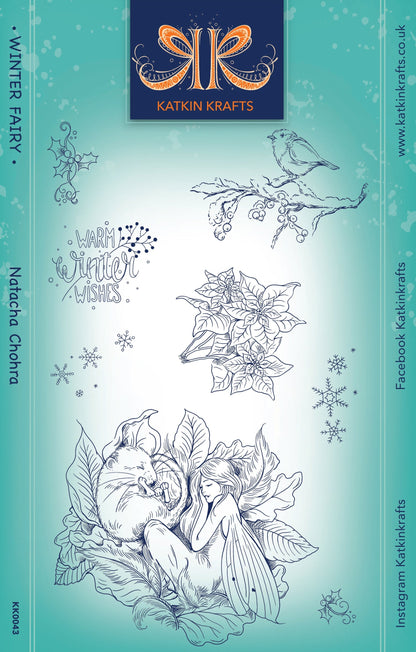 Katkin Krafts Winter Fairy 6 in x 8 in Clear Stamp Set