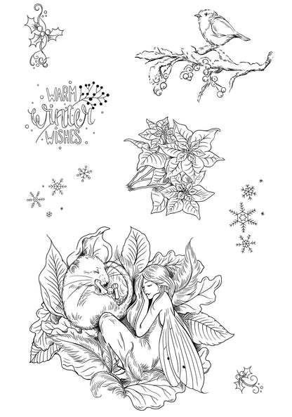 Katkin Krafts Winter Fairy 6 in x 8 in Clear Stamp Set