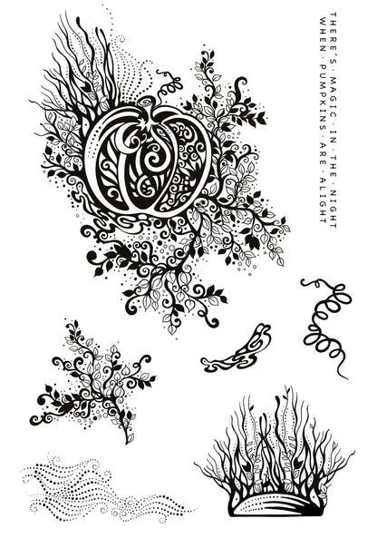 Katkin Krafts Pumpkin 6 in x 8 in Clear Stamp Set
