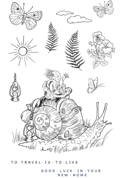 Katkin Krafts Albert & Stanley 6 in x 8 in Clear Stamp Set