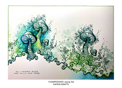 Katkin Krafts Champignon 6 in x 8 in Clear Stamp Set