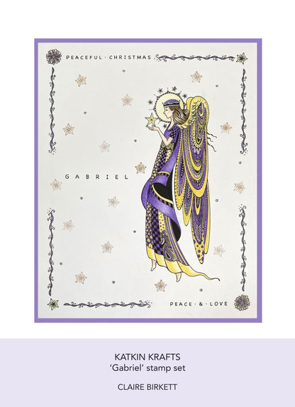 Katkin Krafts Gabriel 6 in x 8 in Clear Stamp Set