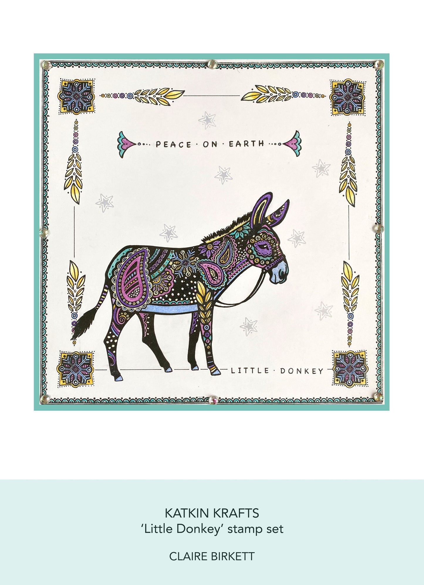 Katkin Krafts Little Donkey 6 in x 8 in Clear Stamp Set