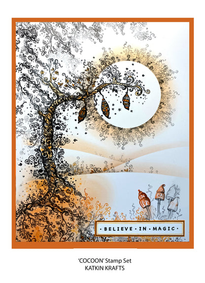 Katkin Krafts Cocoon 6 in x 8 in Clear Stamp Set