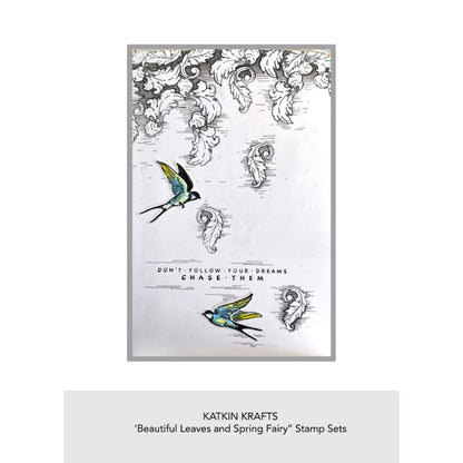 Katkin Krafts Beautiful Leaves 6 in x 8 in Clear Stamp Set