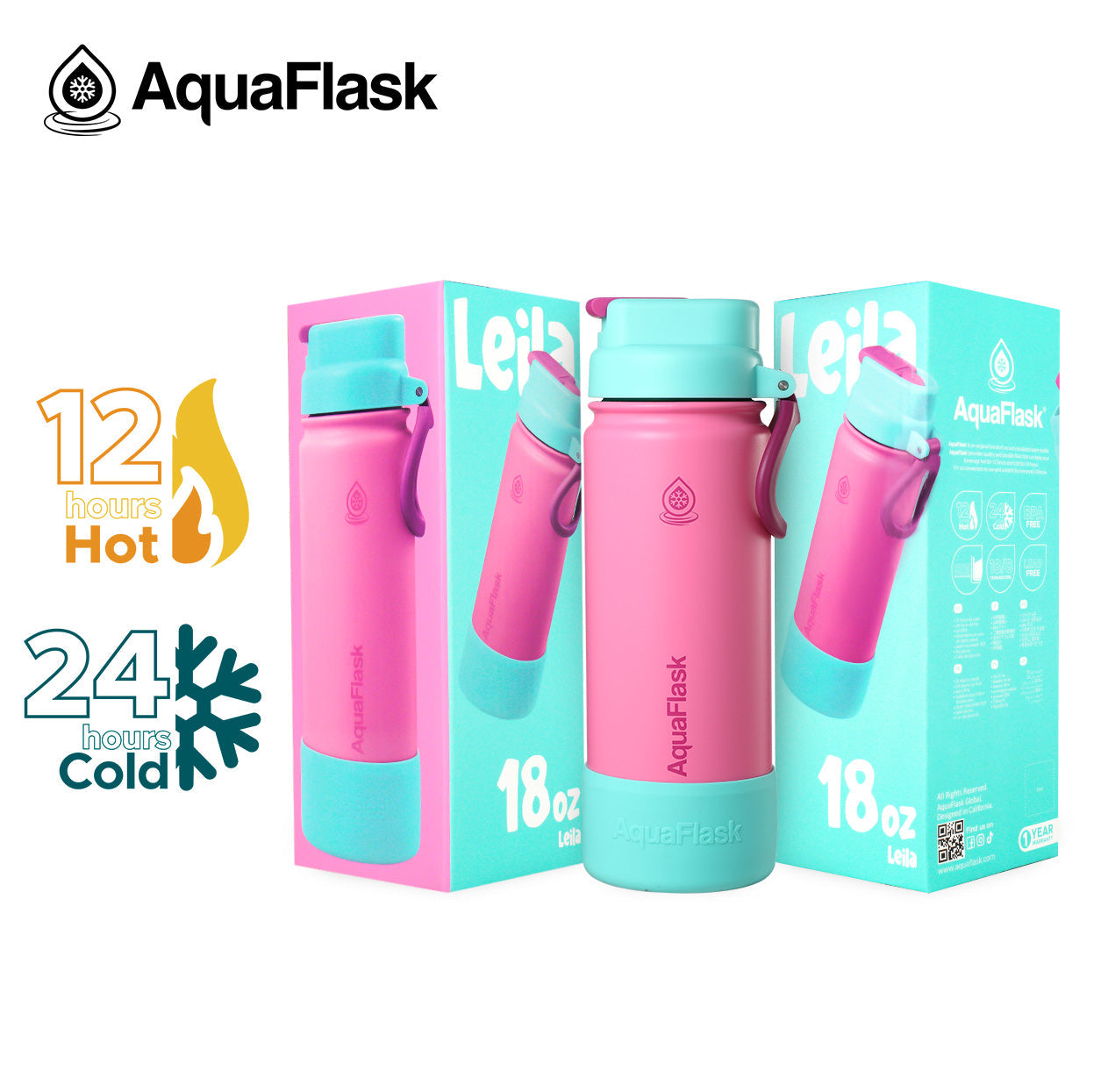 AquaFlask Kids FlipSip 532mL (18oz) Water Bottles