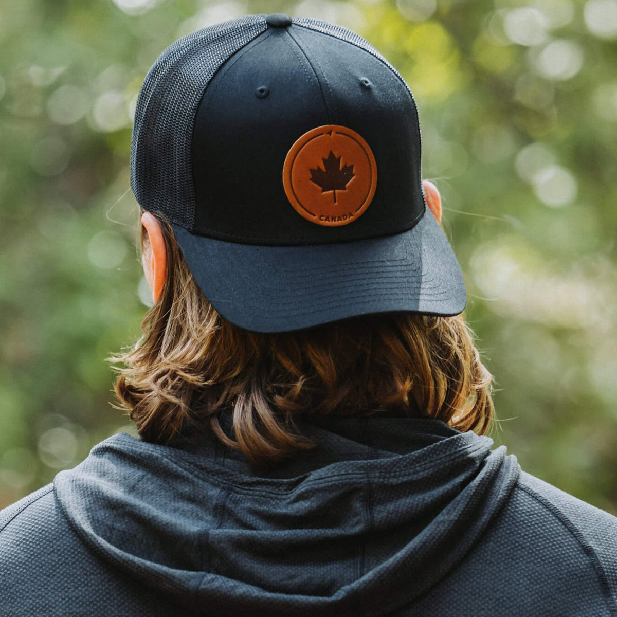 Maple Leaf Leather Patch Trucker Hat