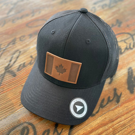 Canada Flag Leather Patch Trucker Hat