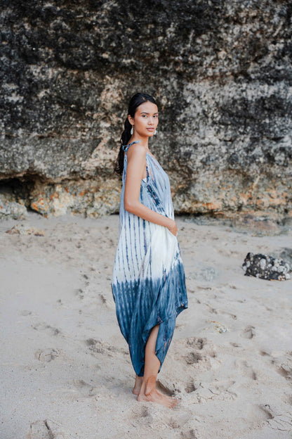 Tie Dye Lapis Ombre Romper - Grey & Cream
