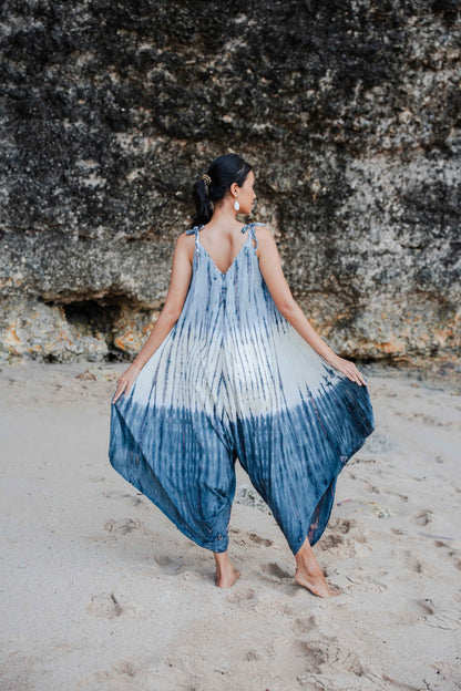 Tie Dye Lapis Ombre Romper - Grey & Cream