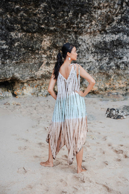 Tie Dye Lapis Ombre Romper - Mint & Brown