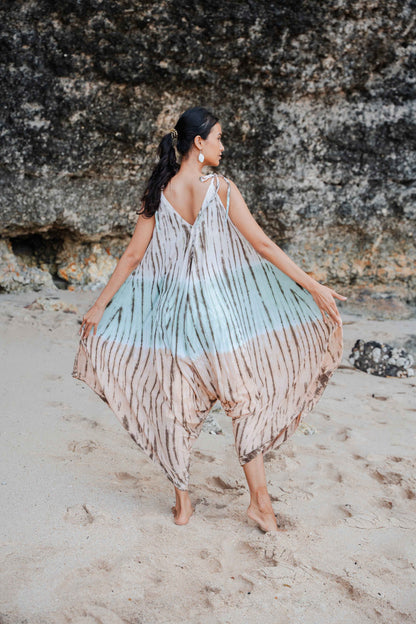 Tie Dye Lapis Ombre Romper - Mint & Brown